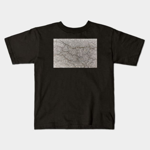 Cracked Asphalt Surface Kids T-Shirt by textural